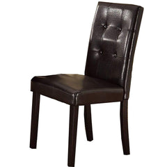Set of 2pc Chairs Breakfast Dining Dark Brown PU / Faux Leather Tufted Upholstered Chair