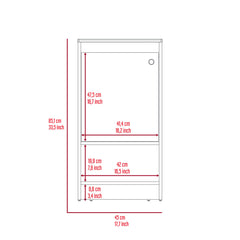 Showcase Bathroom Vanity, Single Door Cabinet, Two Shelves -Light Gray