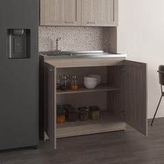 Olympus 39" Wide Utility Sink, Base Cabinet Two-Door Cabinet With Two Shelves, Stainless Steel Sink, Laundry Room, Garage Sink, Light Gray