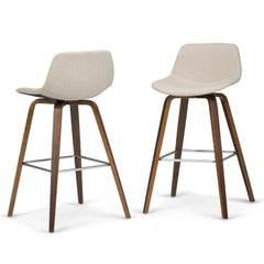 Aura 28 inch Seat Height Bentwood Counter/Bar Height Stool in Natural Linen Look Fabric (Set of 2)