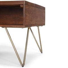 Nova 48 inch Wide Solid Mango Wood Lift Top Coffee Table in Umber Brown