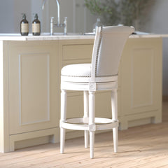 Story Wood Bar-Height Swivel Barstool with High-Back, 1PC