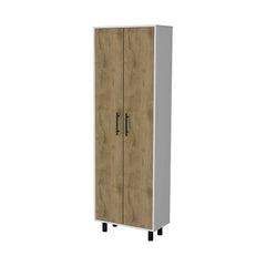 Apex 2-Door 5-Shelf Kitchen Pantry White and Macadamia