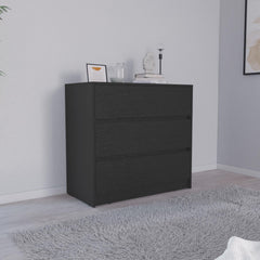 Aria Three Drawer Dresser, Pull Out Mechanism-Black