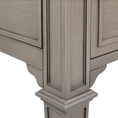 Zeus Gold Accent 5-Drawer Wood Executive Desk Grey Cashmere Rubber Wood & Veneer