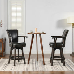 Apollo 27in Swivel Counter Height Bar Stool, Vintage Black Brown Faux Leather