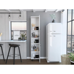 Hephaestus Pantry, Four Legs, Three Interior Shelves, Two Shelves, Two Cabinets -White