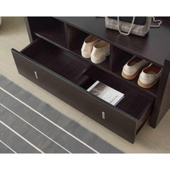 Saturn Entry Bench with Drawer, Shoe Storage Organizer, Red Cocoa