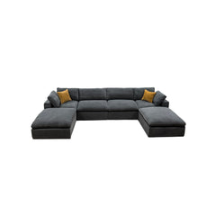 Coffee Bean Like Upholstery Full Compressed Modular Sectional with Toss Pillows