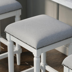 27"H Square Counter Stool, White, 1PC