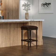 31"H Square Bar Stool, Distressed Walnut, 1PC