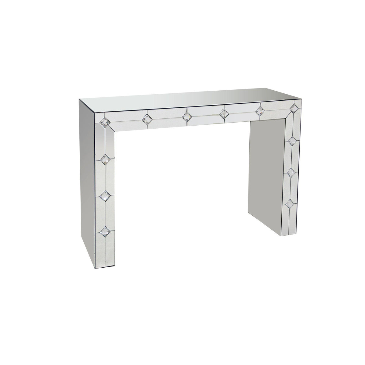 Log Mirrored & Faux Rhinestone Console Table (Assembled)