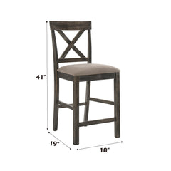 Crown II Tan Linen & Weathered Gray Finish Counter Height Chair (Set of 2)