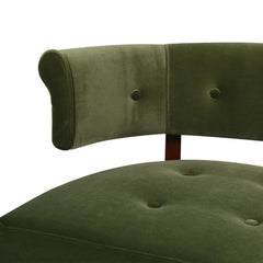 Sun Roll Arm Tufted Bench Settee, Olive Green Performance Velvet
