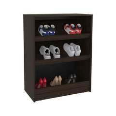 Rhapsody 3-Tier Shoe Rack With Open Shelves Freestanding Shoe Organizer For Entryway Or Closet, Stained Walnut
