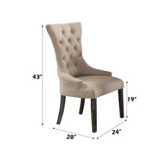 Asgard Beige Linen & Weathered Espresso Finish Side Chair (Set of 2)