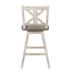 Mercury Height Chairs Set of 2, White Gray 360-degree Swivel Chair Solid Rubberwood Kitchen Dining Furniture, X-Back