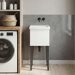 Utopia Freestanding and Compact Plastic Laundry Utility Sink with Four Legs, Utility Tub for Laundry Room, Garage or Kitchen