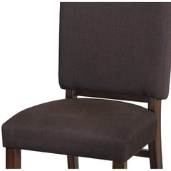 Shangri-La Brown Color Fabric Upholstered Side Chairs 2pc Set Walnut Finish Wooden Frame Dining Furniture
