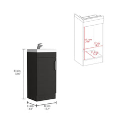 Orestes Bathroom Vanity Sink, Metal Handle, Single Door Cabinet -Black
