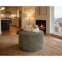 Corduroy Upholstery Full Compressed Ottoman