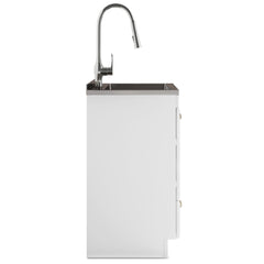 Gallery - 24" Laundry Cabinet with Faucet and Stainless Steel Sink - White