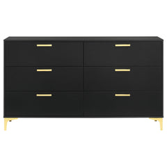 Paris Black and Gold 6-Drawer Rectangular Dresser