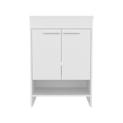 Hector Floor Vanity With Four Drawers And Two Open Shelves, White