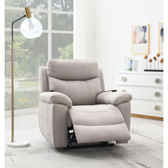 Camelot Light Gray Polished Microfiber Power Motion Recliner with Lift, Heating & Massage Chair