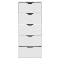 Dresser 42"H, 5 Drawers , Slim Storage Chest of Drawers, White