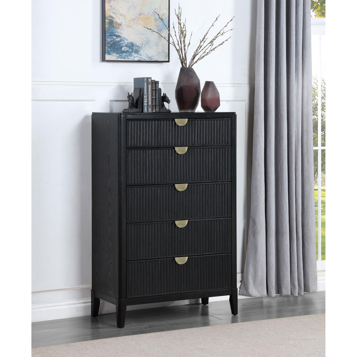 Avalon Black 5-Drawer Chest