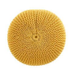 Poseidon Knitted Cotton Round Pouf, Yellow