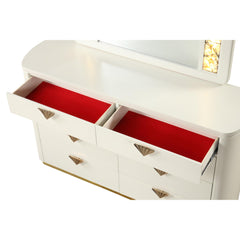 Harmony Pierre Modern Style 8- Drawer Dresser(INCLUDES ONLY DRESSER) Made with Wood and Gold Accents in Beige