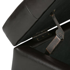 Gallery 34 inch Wide Storage Ottoman in Tanners Brown Vegan Leather