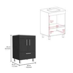 Hector Single Bathroom Vanity, Double Door Cabinet, One Drawer -Black
