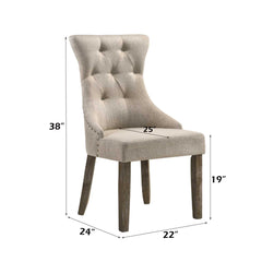 Theseus Two-tone Beige Fabric & Reclaimed Gray Finish Side Chair (Set of 2)