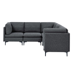 Linen Upholstered Modular Sectional with Metal Legs