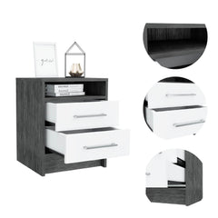 Apex Oak and White 2-Drawer 1-Shelf Rectangle Nightstand
