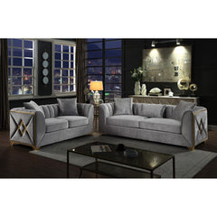 Demeter 2Pc Modern Living Room Set in Silver