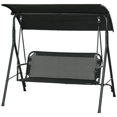 3-Seat Outdoor Patio Swing Chair w/ Cushion, Steel Frame Stand, Adjustable Tilt Canopy for Patio, Garden, Black 1