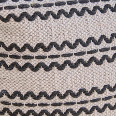 Hephaestus Handcrafted Fabric Pouf, Natural with Black