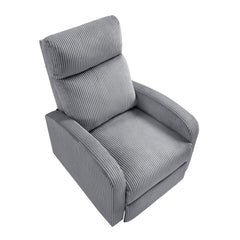 Modern Push Back Recliner Chair Dark Gray Soft Corduroy Upholstery Comfort Solid Wood Living Room Furniture 1pc