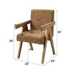 Paradise Chocolate Chenille & Oak Arm Chair (Set of 2)
