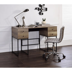 Nova Rustic Oak & Black Finish Wirting Desk w/ USB Port