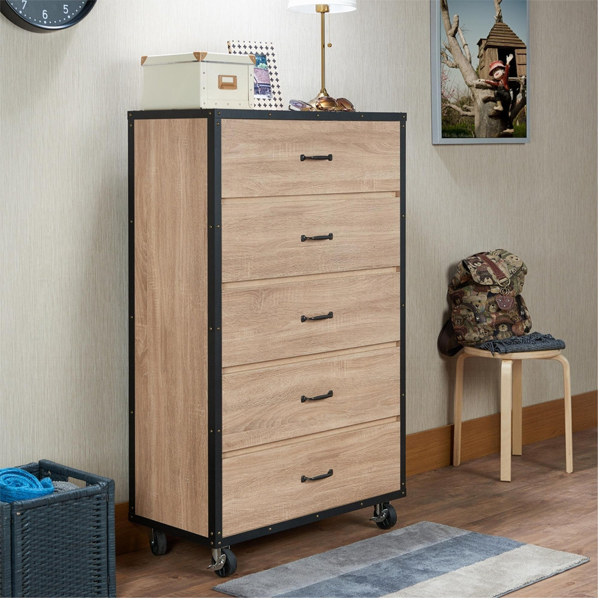 Pluto Light Oak 5-Drawer Chest