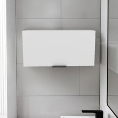 Museum Pull-Up Door Wall Cabinet, Compact Kitchen, Garage or Bathroom Storage Unit, White