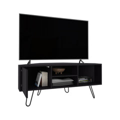 Revelation Corner Tv Stand, With Two Shelves And Two Cabinets, Black
