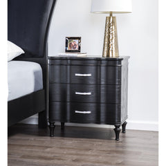 Glam Stylish Modern Black 1pc Nightstand Solidwood Turned Wood Leg Curved Front Panels Bedroom Furniture Bedside