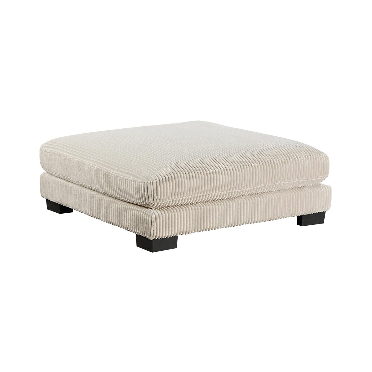 Story 45 Inch Ottoman, Attached Seat Cushion in Beige Corduroy Fabric, Wood