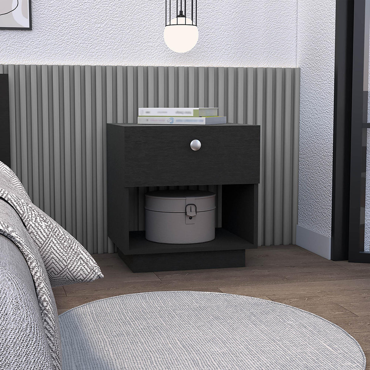 Venus 1 Drawer Nightstand, Open Lower Shelf